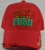 WHOLESALE NEW! SHUT UP AND FISH FISHING CAP HAT RED