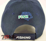 BORN TO FISH FORCED TO WORK FISHING CAP HAT NAVY