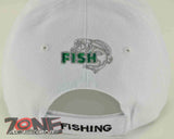 BORN TO FISH FORCED TO WORK FISHING CAP HAT WHITE