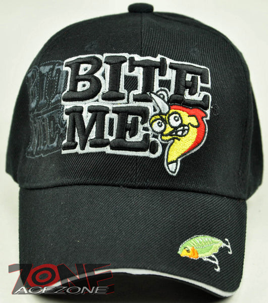 NEW! BITE ME FISH FISHING SPORT CAP HAT BLACK