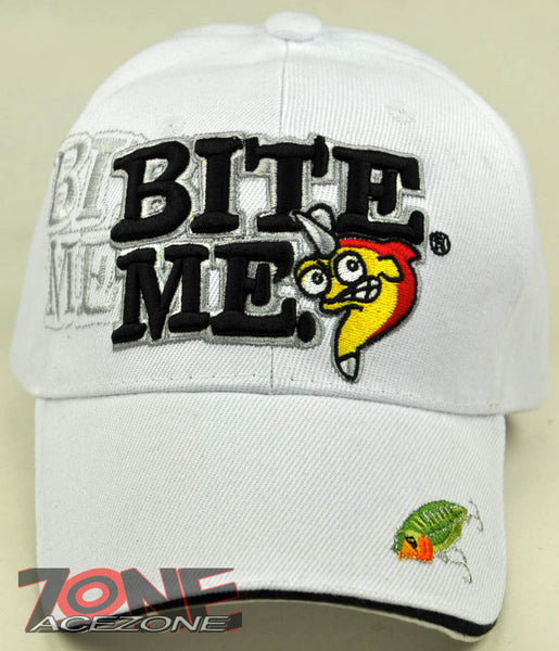 NEW! BITE ME FISH FISHING SPORT CAP HAT WHITE