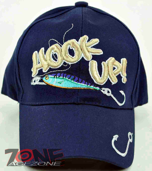 HOOK UP! W/SILVER YARN FISHING CAP HAT NAVY