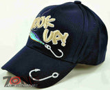 HOOK UP! W/SILVER YARN FISHING CAP HAT NAVY