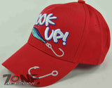 HOOK UP! W/SILVER YARN FISHING CAP HAT RED