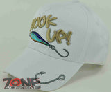 HOOK UP! W/SILVER YARN FISHING CAP HAT WHITE