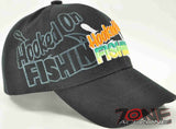 NEW! HOOKED ON FISHIN FISHING CAP HAT BLACK