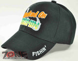NEW! HOOKED ON FISHIN FISHING CAP HAT BLACK