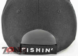 NEW! HOOKED ON FISHIN FISHING CAP HAT BLACK