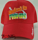 NEW! HOOKED ON FISHIN FISHING CAP HAT RED
