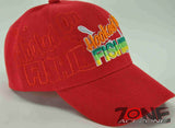 NEW! HOOKED ON FISHIN FISHING CAP HAT RED