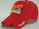 NEW! HOOKED ON FISHIN FISHING CAP HAT RED