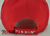 NEW! HOOKED ON FISHIN FISHING CAP HAT RED