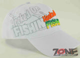 NEW! HOOKED ON FISHIN FISHING CAP HAT WHITE