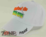 NEW! HOOKED ON FISHIN FISHING CAP HAT WHITE