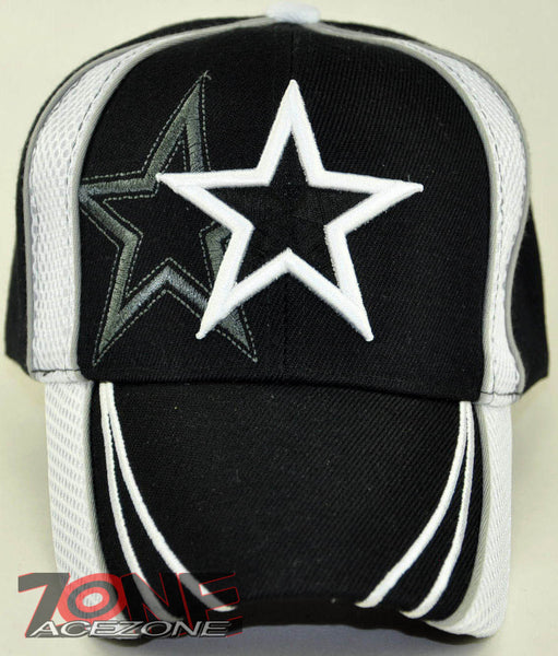 NEW! TEXAS DALLAS STAR BALL CAP HAT SIDE MESH BLACK