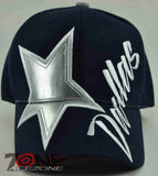 NEW! TEXAS DALLAS STAR CAP HAT W/SILVER LEATHER NAVY