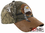 NEW! NATIVE PRIDE EAGLE FEATHERS FAUX LEATHER BASEBALL CAP HAT CAMO