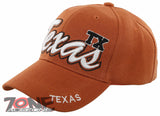 NEW! TEXAS TX LONE STAR STATE BIG TEXAS TX BALL CAP HAT ORANGE