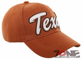 NEW! TEXAS TX LONE STAR STATE BIG TEXAS TX BALL CAP HAT ORANGE