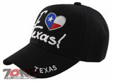 NEW! TEXAS TX LONE STAR STATE I LOVE TEXAS CAP HAT BLACK