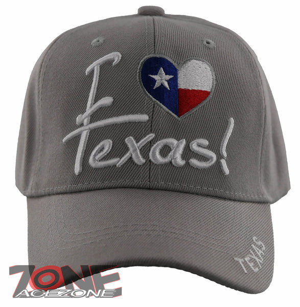 NEW! TEXAS TX LONE STAR STATE I LOVE TEXAS CAP HAT GRAY