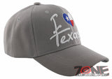 NEW! TEXAS TX LONE STAR STATE I LOVE TEXAS CAP HAT GRAY