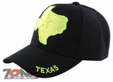 NEW! TEXAS TX LONE STAR STATE MAP TEXAS CAP HAT BLACK GREEN