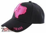 NEW! TEXAS TX LONE STAR STATE MAP TEXAS CAP HAT BLACK HOT PINK