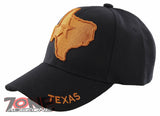 NEW! TEXAS TX LONE STAR STATE MAP TEXAS CAP HAT BLACK ORANGE