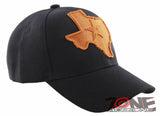 NEW! TEXAS TX LONE STAR STATE MAP TEXAS CAP HAT BLACK ORANGE