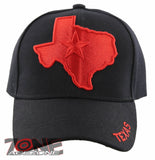 NEW! TEXAS TX LONE STAR STATE MAP TEXAS CAP HAT BLACK RED