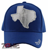 NEW! TEXAS TX LONE STAR STATE MAP TEXAS CAP HAT ROYAL BLUE