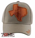 NEW! TEXAS TX LONE STAR STATE MAP TEXAS CAP HAT TAN
