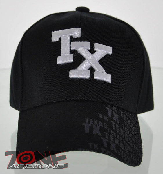 NEW! TEXAS TX LONE STAR STATE SIDE PRINT CAP HAT BLACK