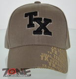 NEW! TEXAS TX LONE STAR STATE SIDE PRINT CAP HAT TX BLACK TAN