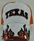 NEW! FLAME TEXAS TX CAP HAT WHITE ORANGE