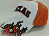 NEW! FLAME TEXAS TX CAP HAT WHITE ORANGE