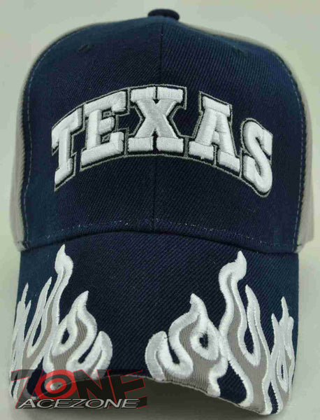 NEW! FLAME TEXAS TX CAP HAT NAVY GRAY