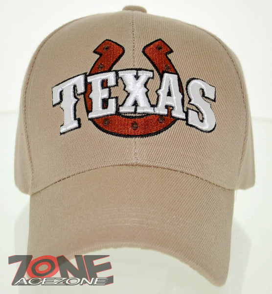 NEW! TEXAS TX HORSESHOE COWBOY CAP HAT TAN