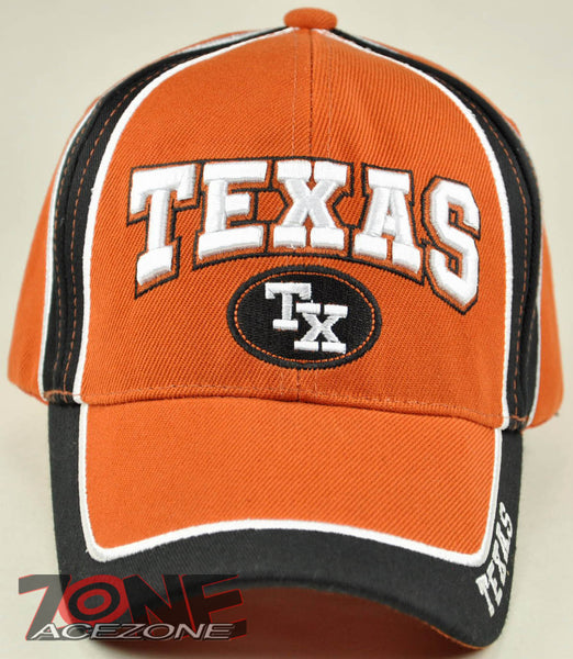 NEW! TEXAS TX CAP HAT ROUND ORANGE