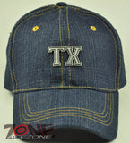 NEW! TEXAS TX METAL BLUE JEANS CAP HAT 100% COTTON BLUE