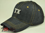 NEW! TEXAS TX METAL BLACK JEANS CAP HAT 100% COTTON BLACK