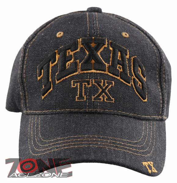 NEW! TEXAS TX BLACK JEANS BALL CAP HAT BLACK