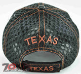 NEW! W/LEATHER TEXAS TX MESH CAP HAT BLACK