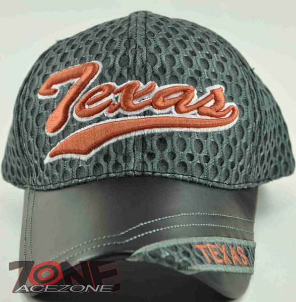 NEW! W/LEATHER TEXAS TX MESH CAP HAT GRAY