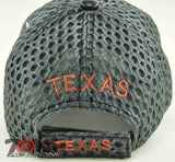 NEW! W/LEATHER TEXAS TX MESH CAP HAT GRAY