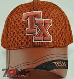 NEW! W/LEATHER TX TEXAS TX MESH CAP HAT ORANGE