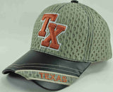 NEW! W/LEATHER TX TEXAS TX MESH CAP HAT TAN
