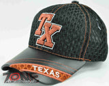 NEW! W/LEATHER TX TEXAS TX MESH CAP HAT BLACK