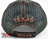 NEW! W/LEATHER TX TEXAS TX MESH CAP HAT BLACK